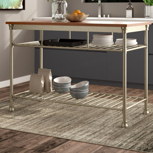 Round Butcher Block Table Wayfair Haleakal Kitchen Island With Butcher Block Top
