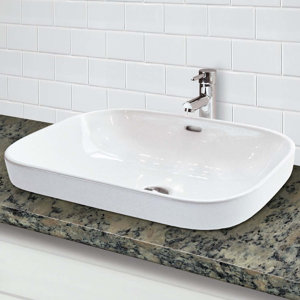 Classically Redefined Semi Recessed Lavatory Rectangular Vessel Bathroom Sink with Overflow
