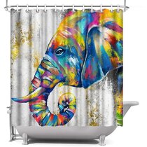 Shower Curtains Animal Elephant dreamy colorful bubble bathroom waterproof 