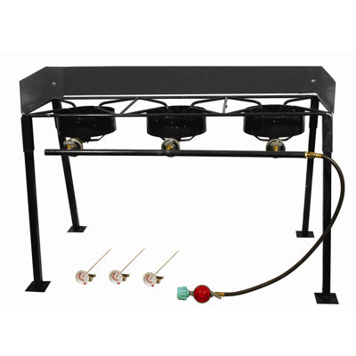 King Kooker Tall Rectangular Outdoor Three Burner Outdoor Camp Stove Package
