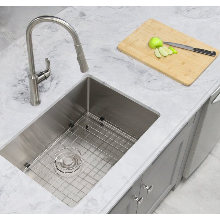 Berkalash Stainless Steel Kitchen Sink Rectangle Built-in Kitchen Sink Set with Vegetable Drain 50 x 36 x 22 cm