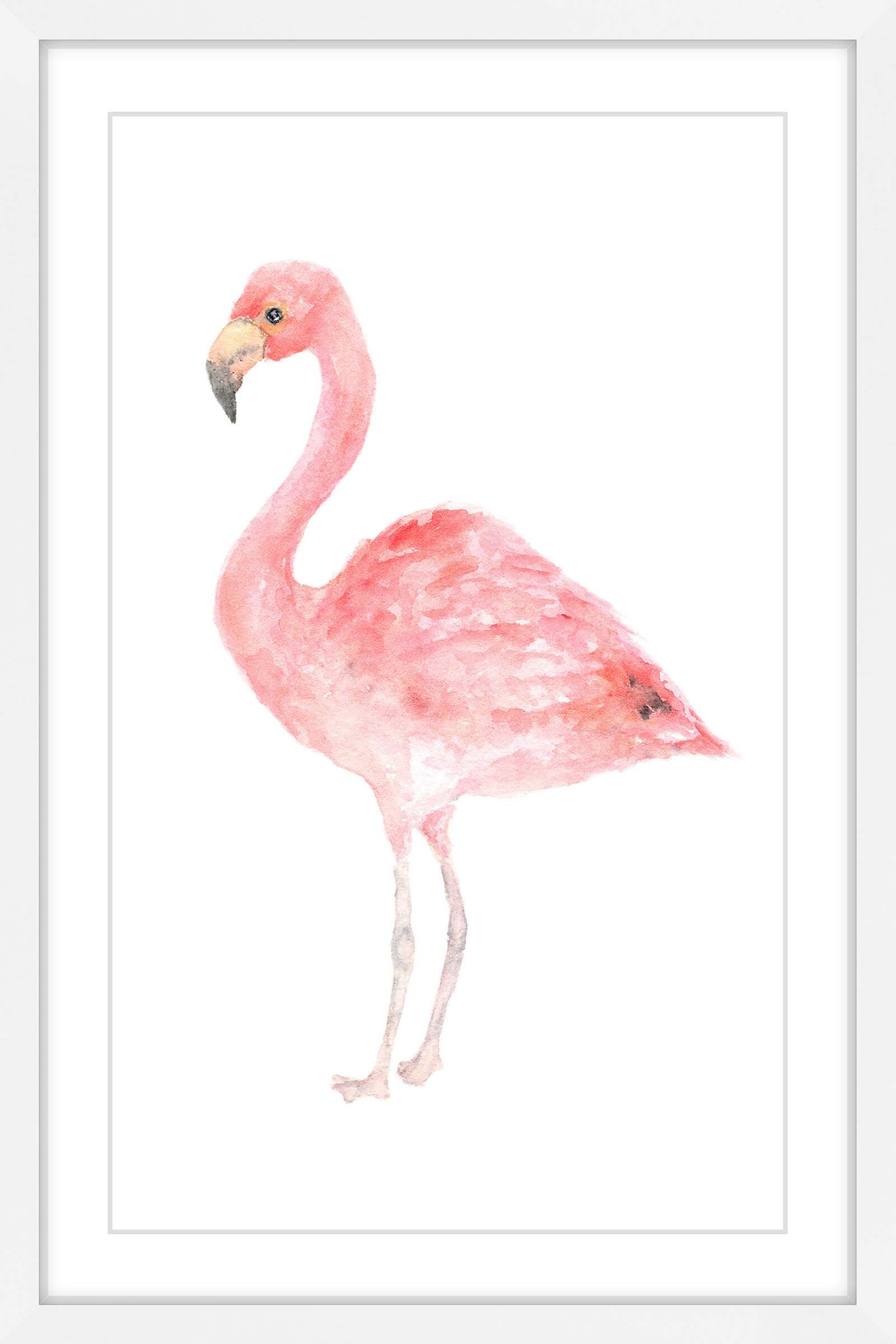 Pale Pink Flamingo By Thimble Sparrow Framed Painting Print