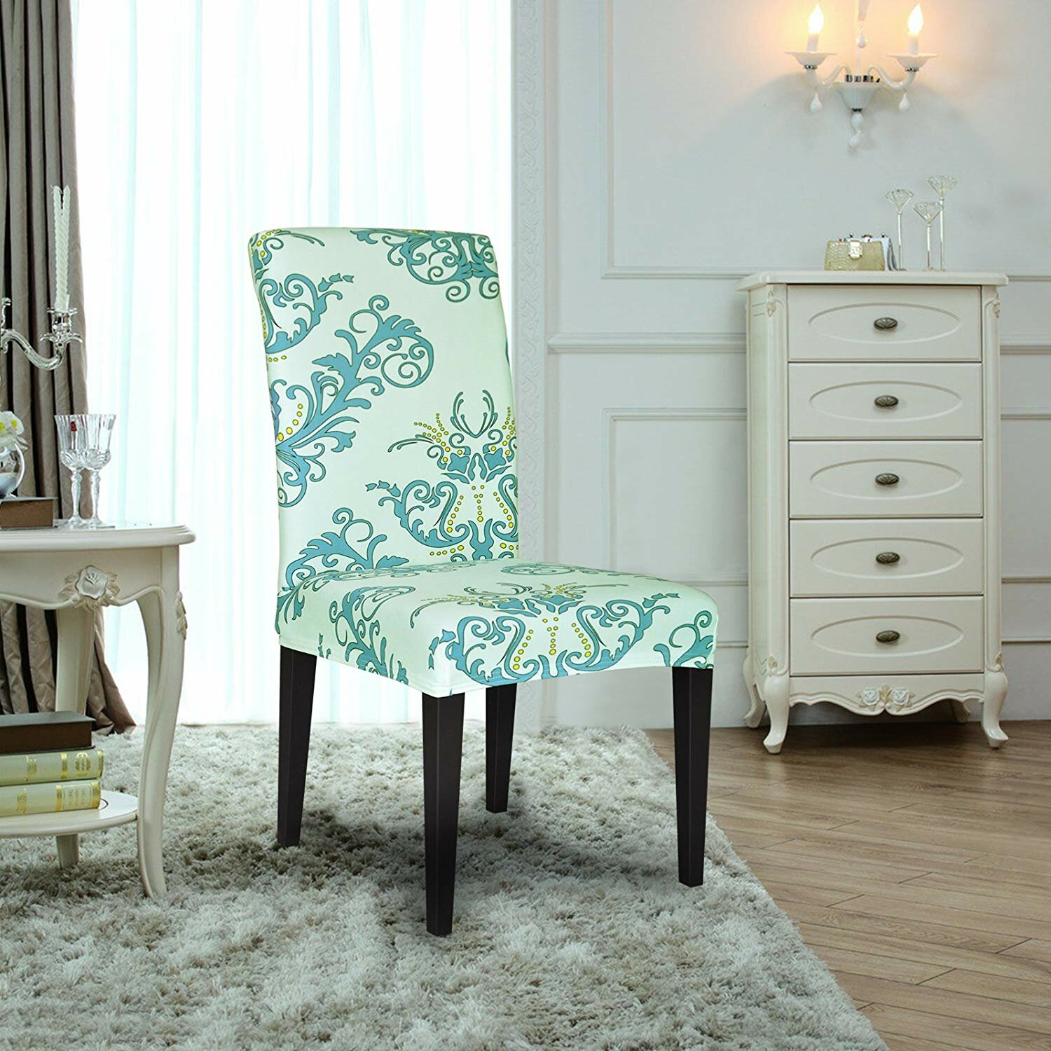 teal dining chair slipcovers