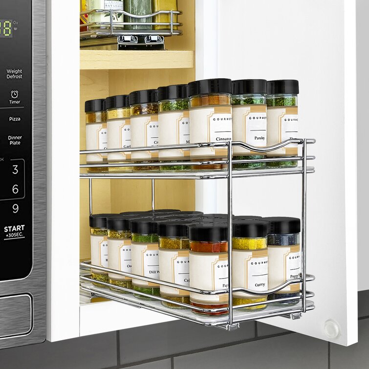 Spice Rack Organizer for Cabinets Wall Mounts Easy to Install Hanging Racks Cupboard or Pantry Door 4 Pack Space-Saving Seasoning Organizer for Your Kitchen Cabinet 