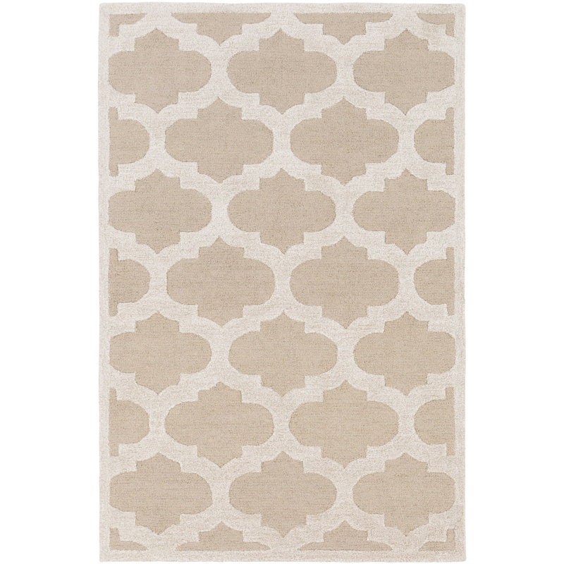 Andover Mills Boise Geometric Handmade Tufted Beige Ivory Area Rug Tufted Beige Ivory Area Rug