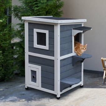 Tucker Murphy Pet Maja 2 Floor Outdoor Cat House Wayfair