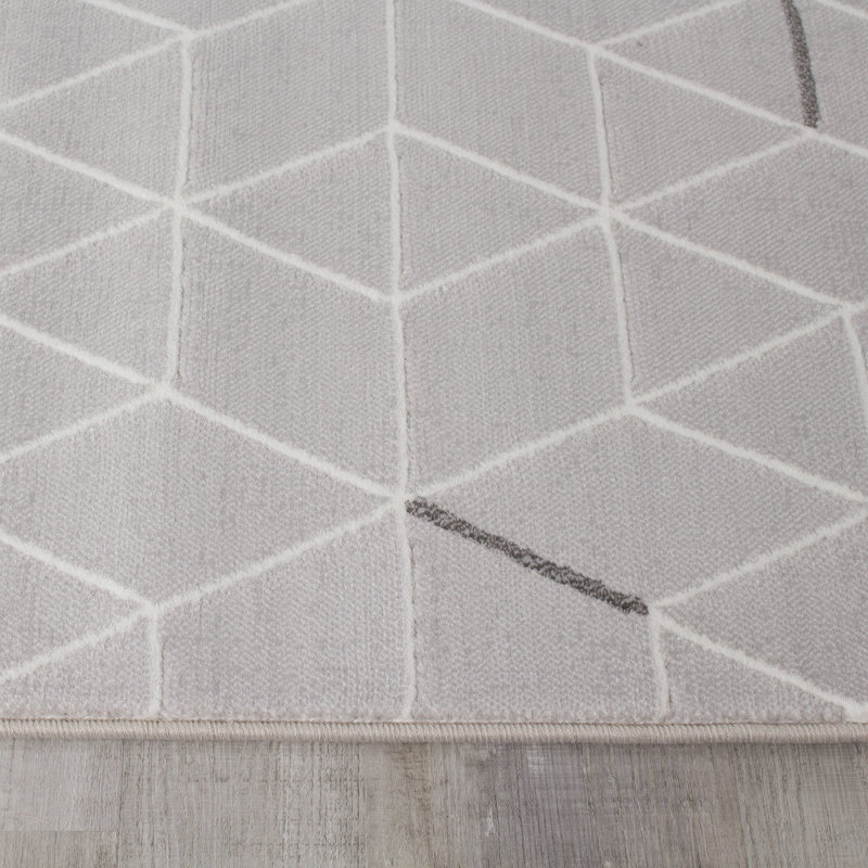 Novelle Home Intrepid Hexagon Lines Power Loomed Gray Area Rug
