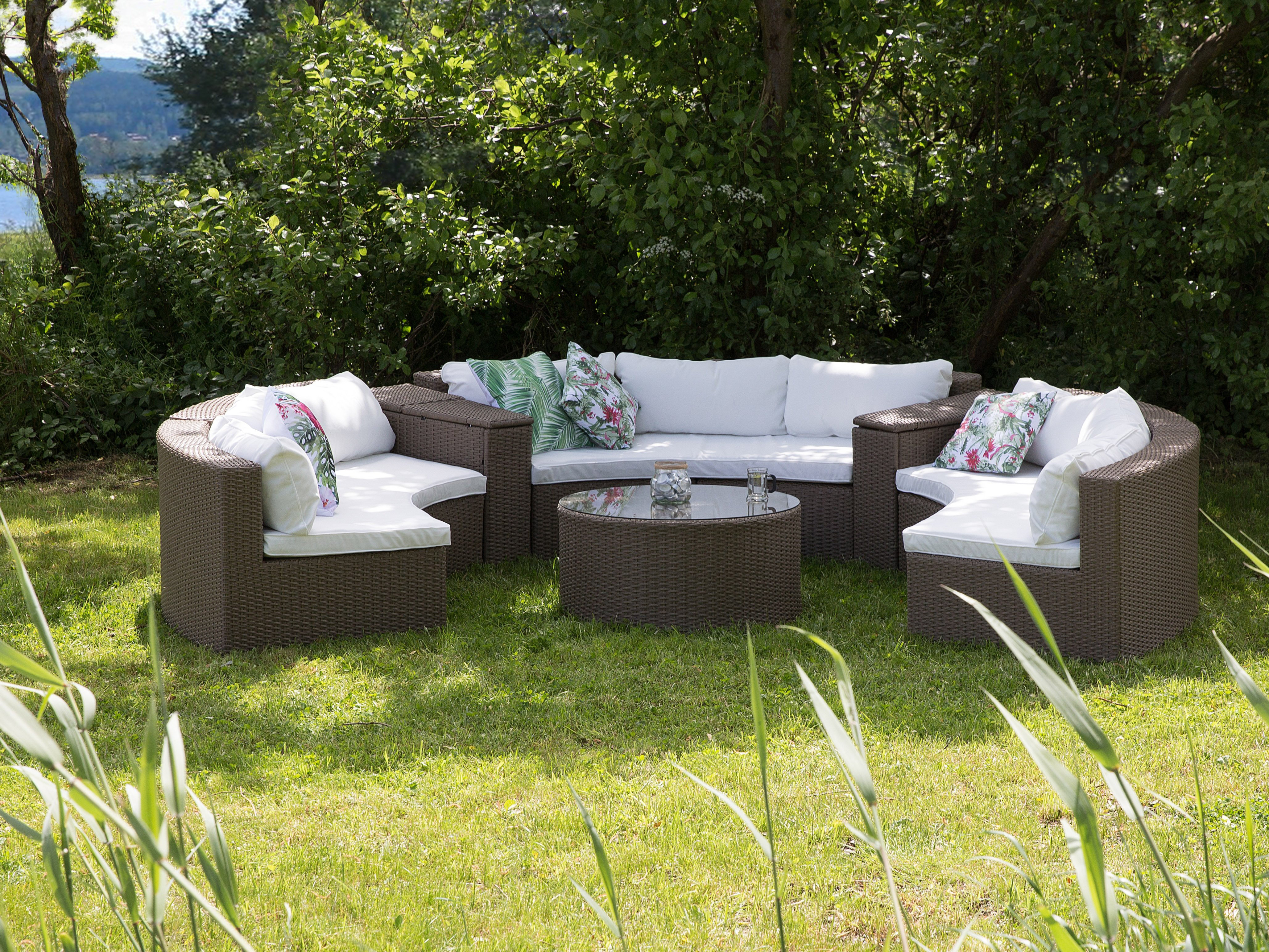 Hayashi Curved 9 Piece Sectional Seating Group With Cushions