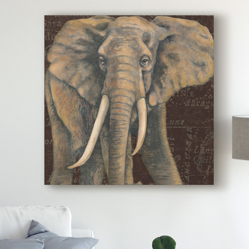 East Urban Home Grand Elephant Traveller Crop Acrylic Painting
