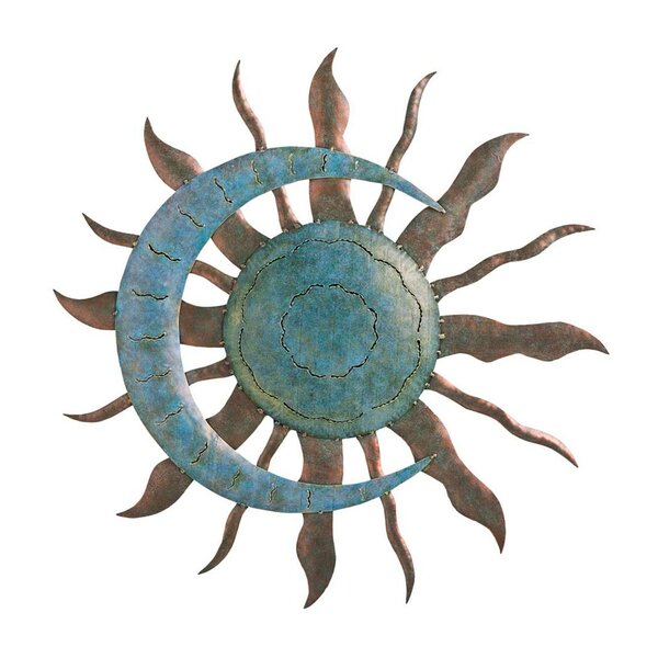 Artistic Sun and Moon Metal Wall Art Decor for Indoor or Outdoor Use.