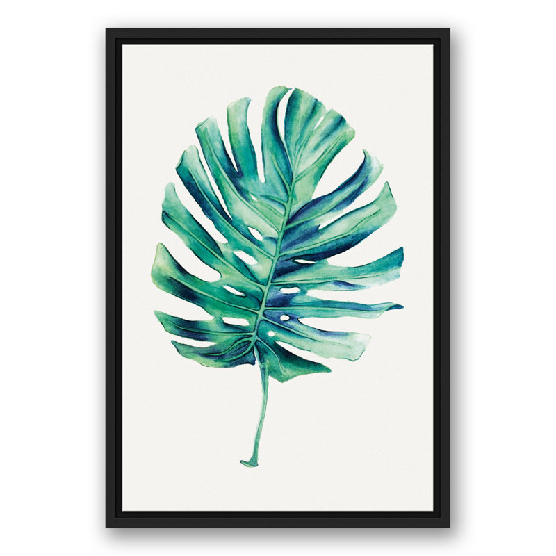 Bay Isle Home Single Palm Leaf Framed Watercolor Painting Print