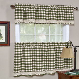 Check Plaid Green Valances Kitchen Curtains You Ll Love In