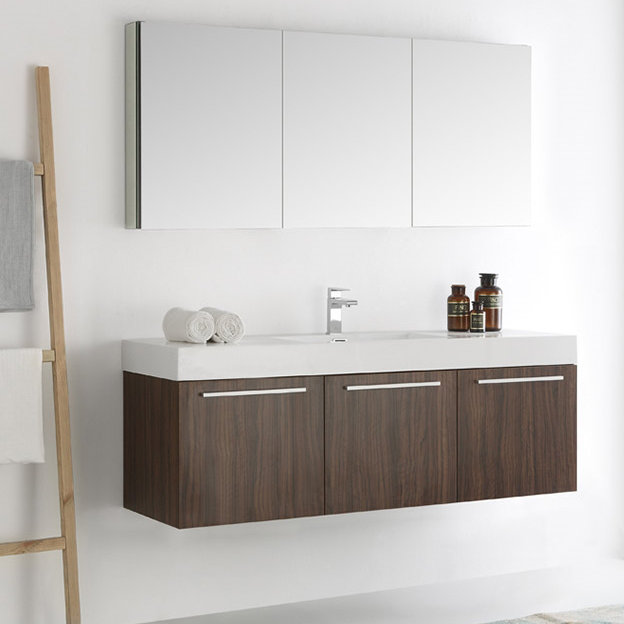 Fresca Senza 60 Vista Single Wall Mounted Modern Bathroom Vanity Wall Mounted Modern Bathroom Vanity