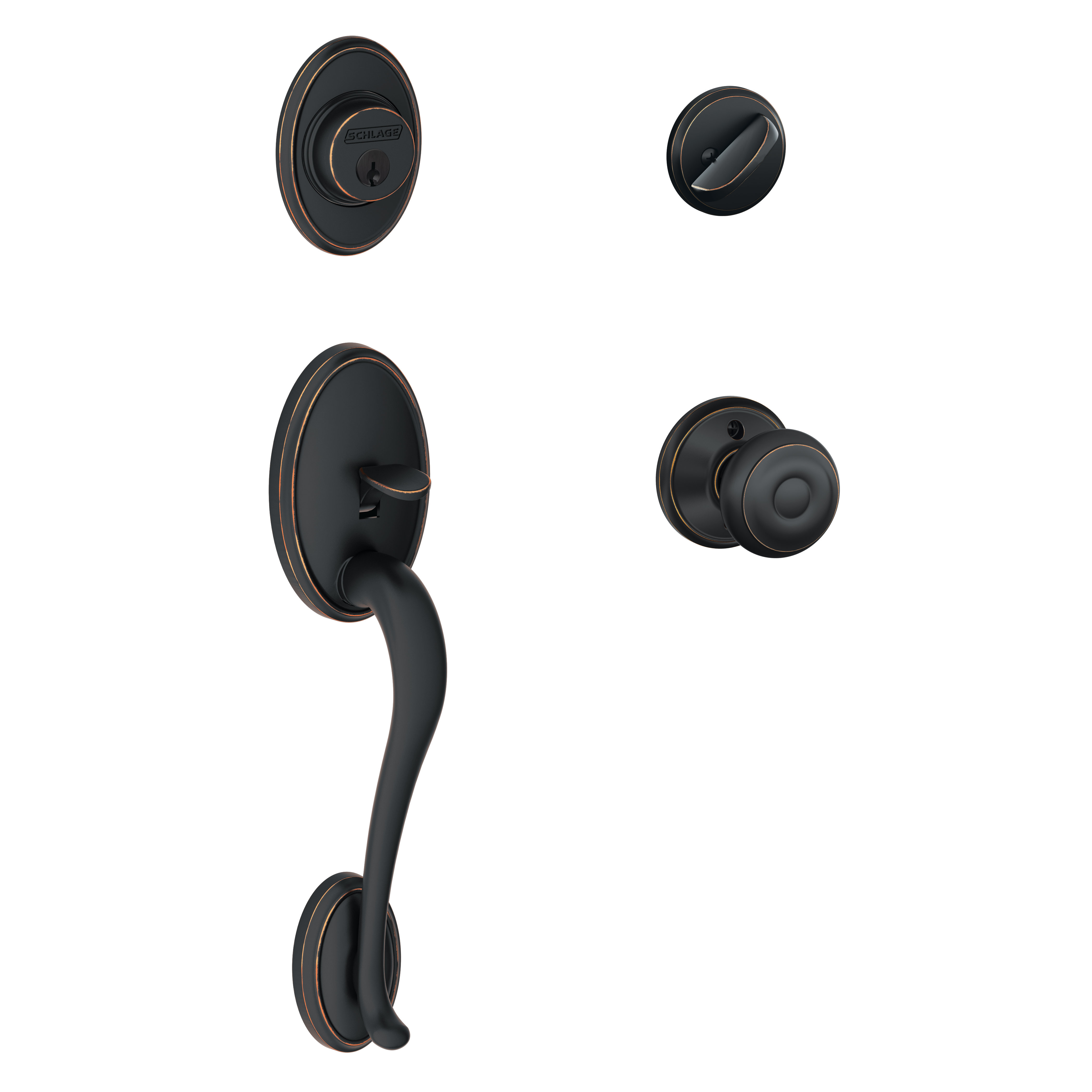 Schlage wakefield handleset with single cylinder deadbolt and georgian 