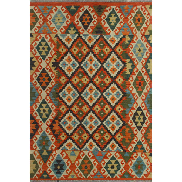 Foundry Select Hults Southwestern Handmade Kilim Wool Orange Area Rug Wayfair