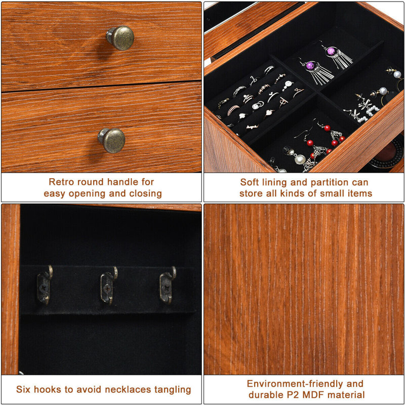 Winston Porter Hinojos Vintage Free Standing Jewelry Armoire With
