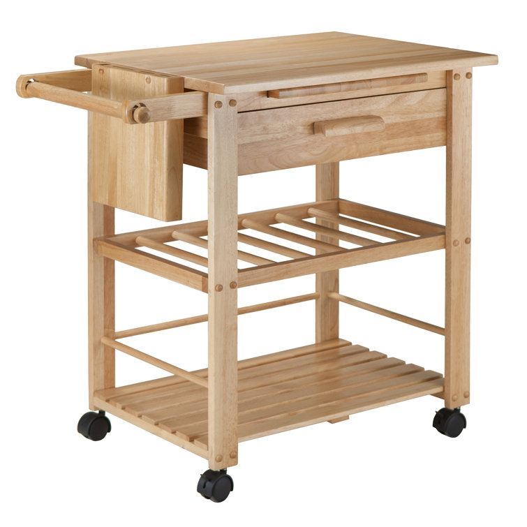 Millwood Pines Schulenburg Kitchen Cart With Wooden Top Reviews Wayfair