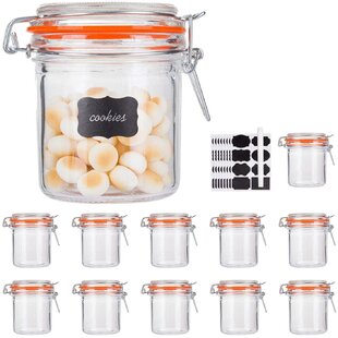 6pk Glass Jars w/ Hinge Clear Food Storage Containers Canisters Mason Jars LOT 