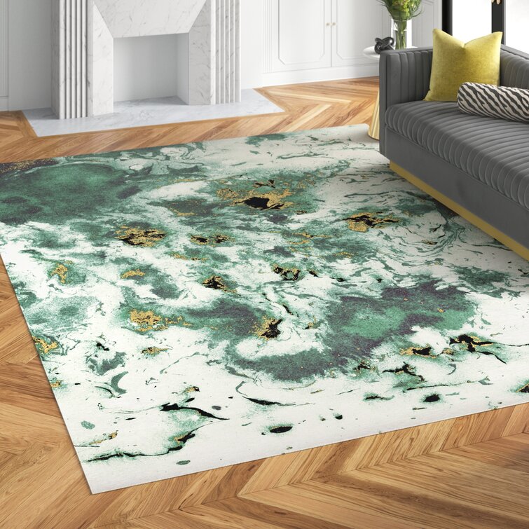 Etta Runner Maximo Abstract Off White/Gold/Sage Area Rug & Reviews | Wayfair