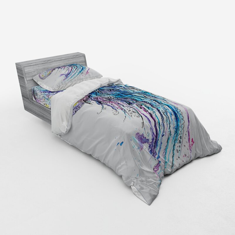 East Urban Home Ambesonne Jellyfish Bedding Set Aqua Colours Art