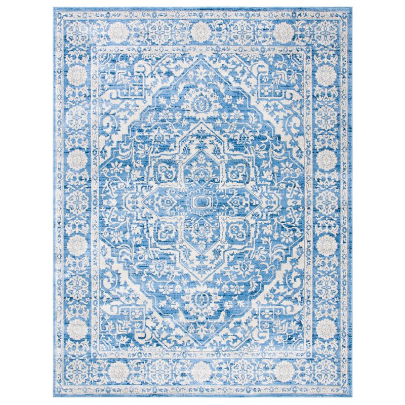 Bungalow Rose Alto Oriental Ivory/Navy Area Rug | Wayfair