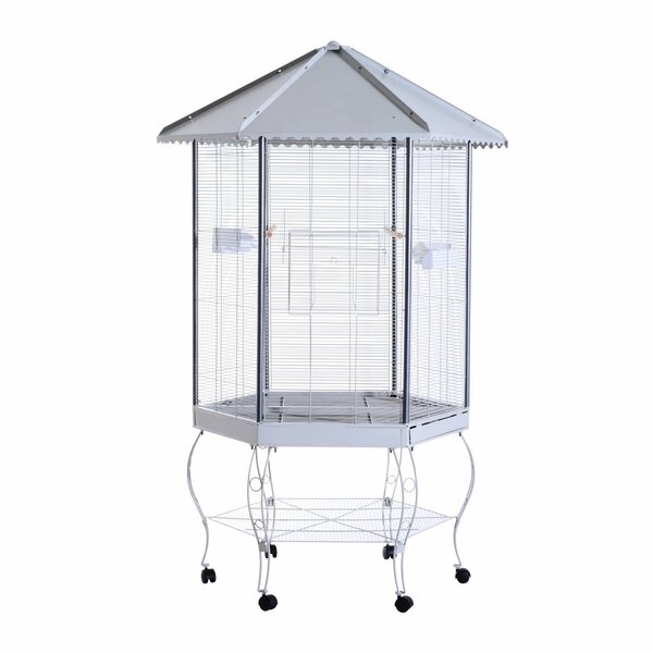 Mcage Extra Large 32 X 23 X 62H Open Play Dome Top Bird Parrot Wrought Iron Cage for Large Bird 