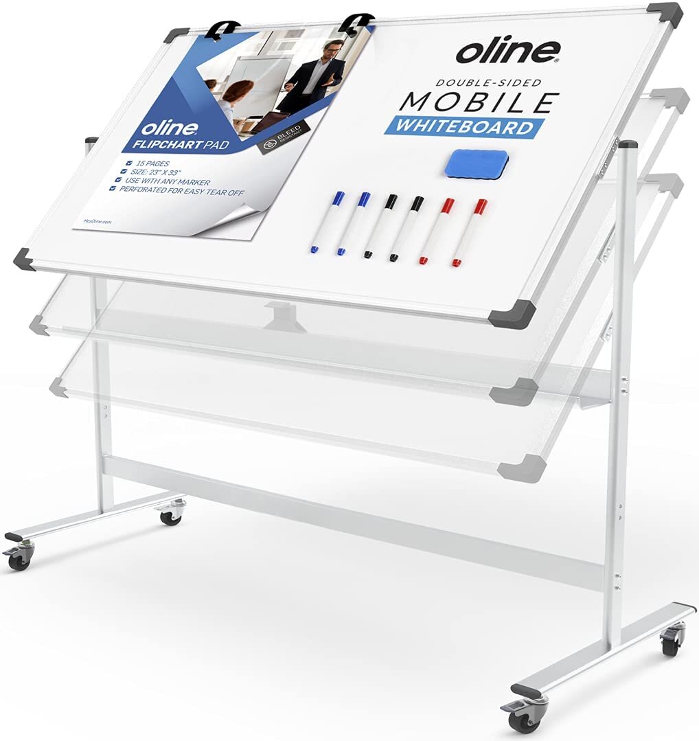 Dry Erase Board Stand 36" Easel Magnetic Double Sided Whiteboard Rolling Wheels 