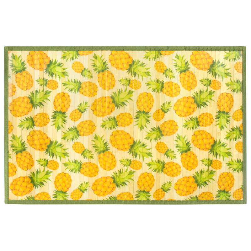 Bayou Breeze Donavan Laser Printed Split Bamboo Pineapples Kitchen Mat Wayfair