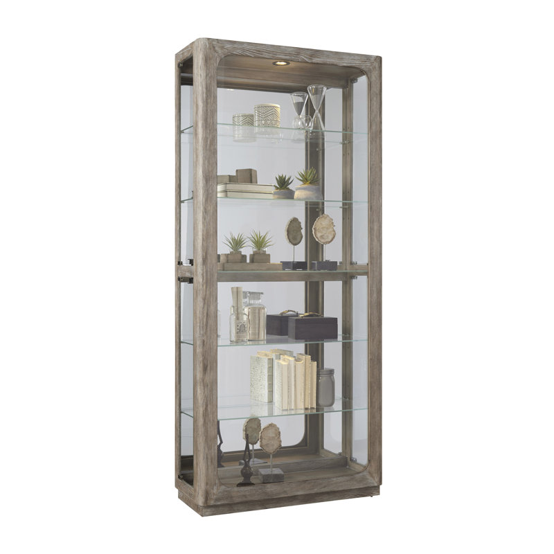 Curio Cabinet Brown Glass Wood Hanging Display Case Collectibles Den Livingroom