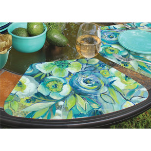 Cotton Floral Pattern Place Mats Cloth Placemats Wedge Placemats for Round Table set of 4 Housewarming GIft Table Linens