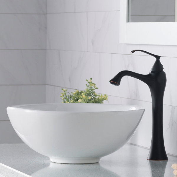 Kraus Bathroom Combos Ceramic Circular Vessel Bathroom Sink with Faucet