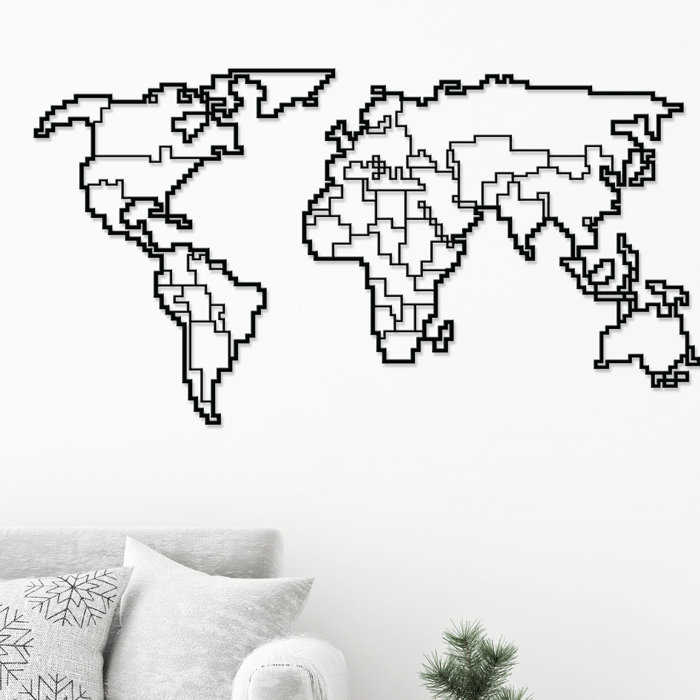 World Map Modern Metal Wall Decor World Map Modern Metal Wall Decor