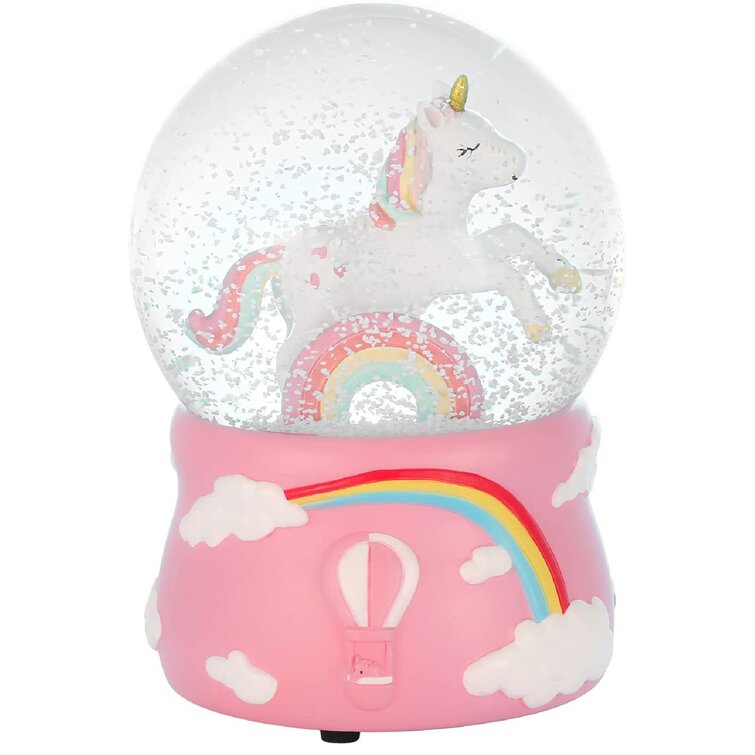 Unicorn Snow Globe for Girls 100MM Pink Glitter Glass Snow Globes for Kids Women Adults Home Decor Birthday Gift