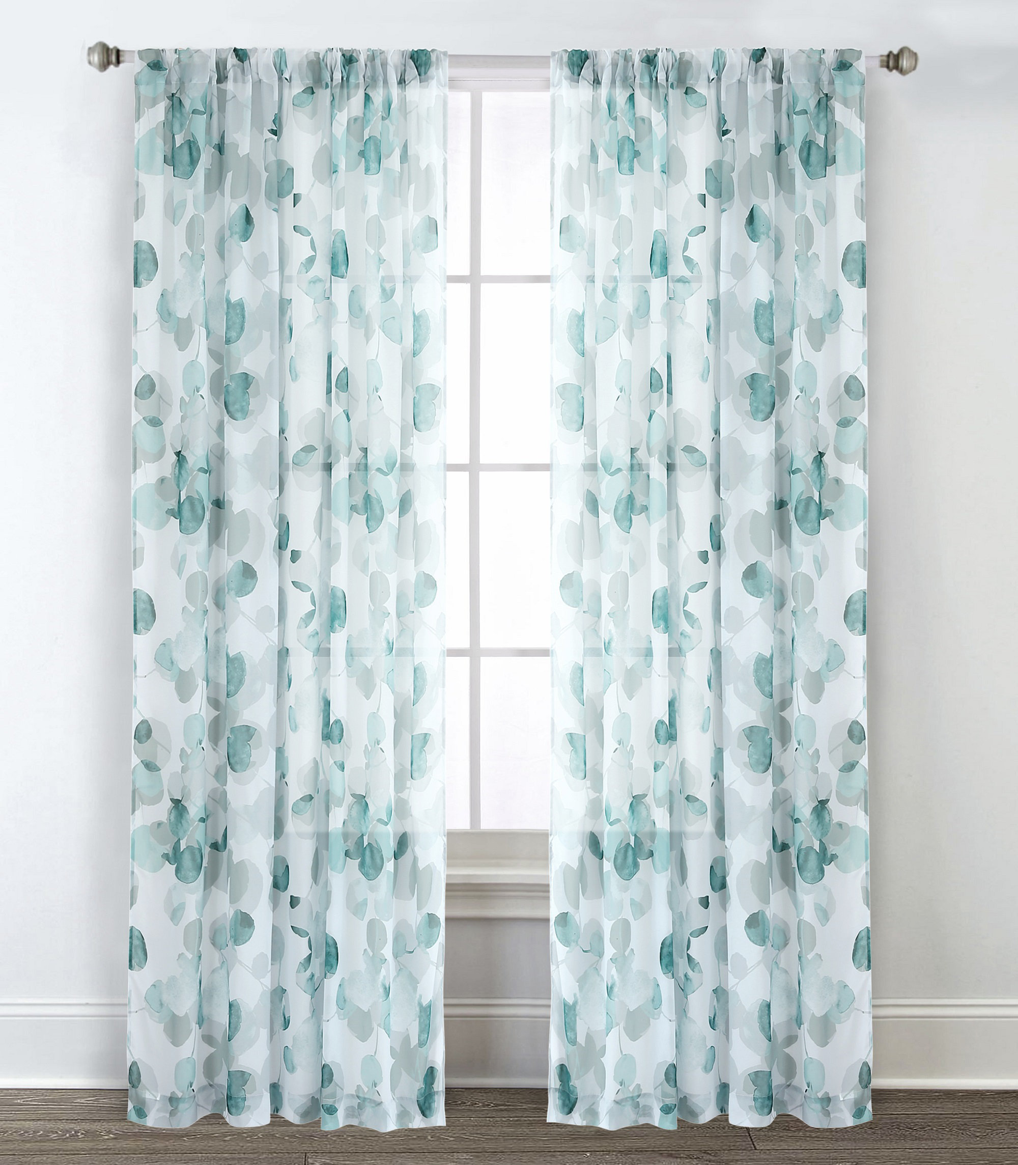 Ebern Designs Crumbley Geometric Semi Sheer Curtain Panels