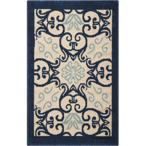 Carleton Ivory/Navy Indoor/Outdoor Area Rug