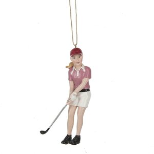 Girl Golfer Hanging Figurine