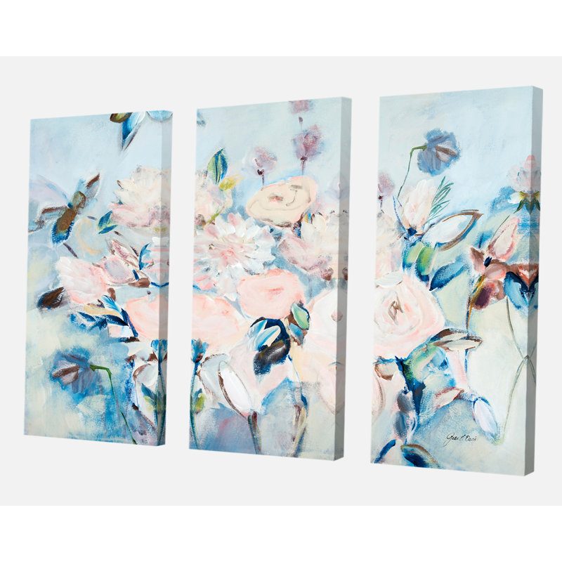 East Urban Home Premium Abstract Pink Flowers Farmhouse Painting