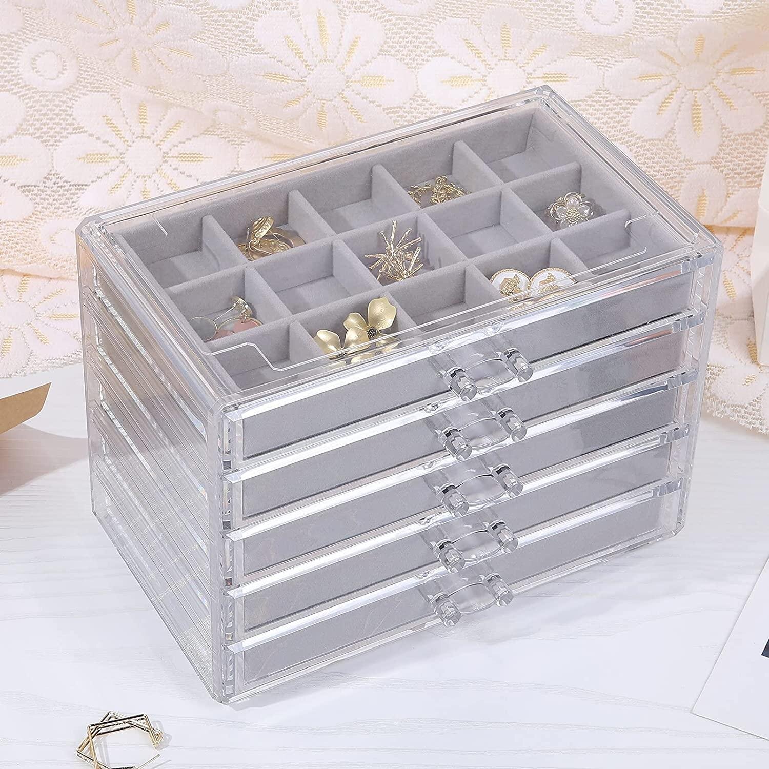Velvet Rings Earrings Necklace Jewelry Box Studs Display Stand Holder Organizer 