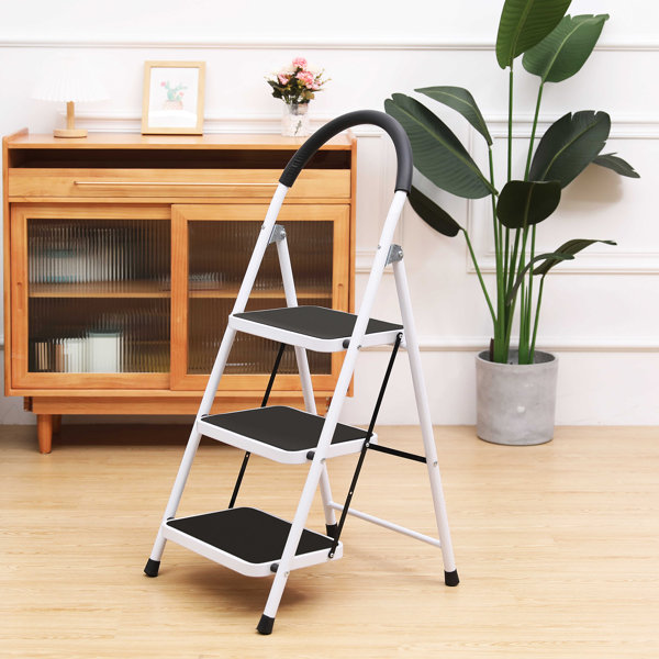 Folding Stepladder Wood 3 Step Stool For Adults Kids Kitchen Wooden Ladders Small Foot Stools Indoor Portable Shoe Bench/Flower Rack Color : A 