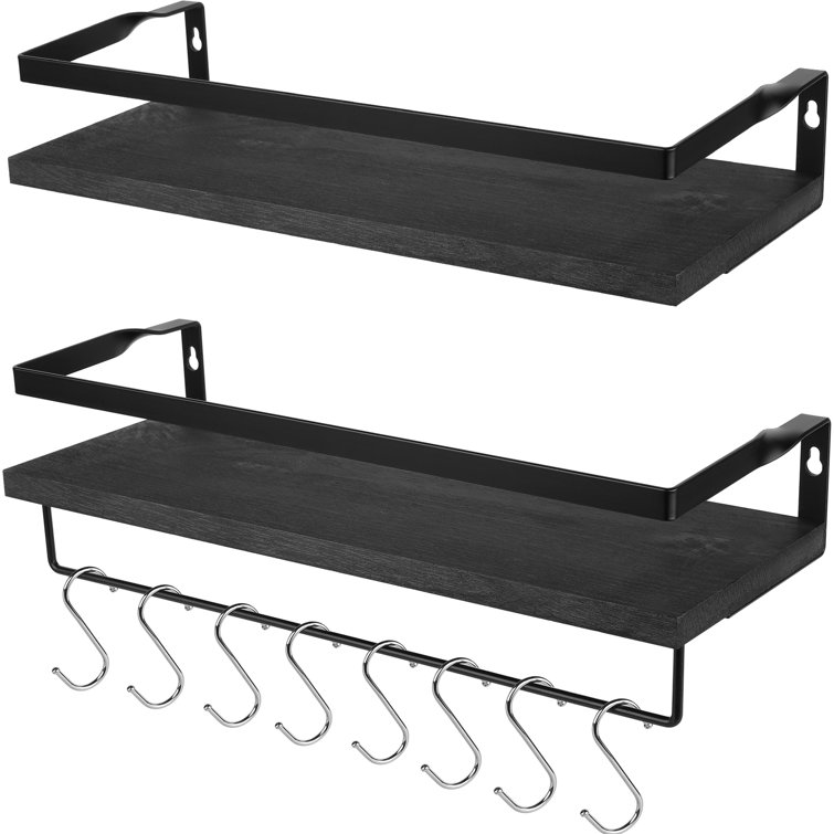 17 Stories Floating Shelves Wall Mounted Shelf, Rustic Wood Wall Storage  Display Shelves Floating Shelving For Bathroom Bedrooms Kitchen Office  Living ...