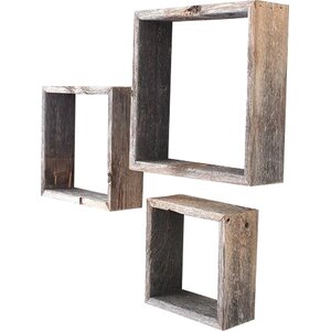 Rustic Open Box 100% Reclaimed Wood 3 Piece Accent Shelf Set