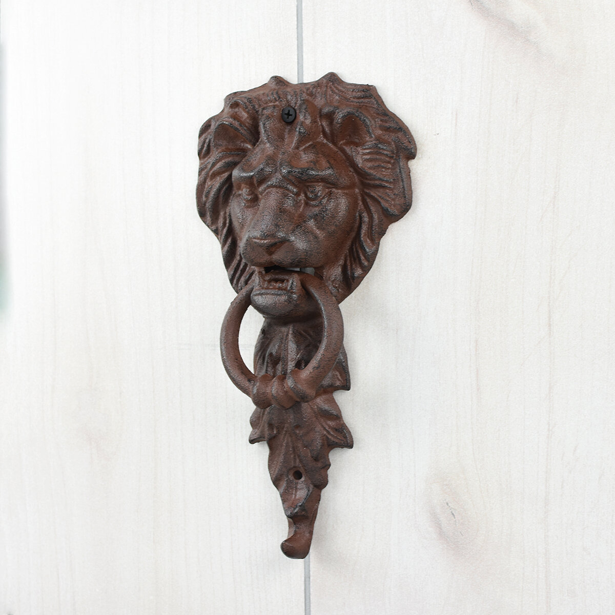 MAJESTIC LION HEAD CAST IRON DOOR KNOCKER ~ ANTIQUED BROWN DOORKNOCKER ~ 