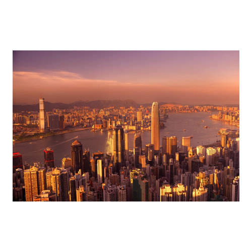 Hongkong Sunset 2.55m x 3.84m Textured Matt Peel & Stick Wall Mural East Urban Home