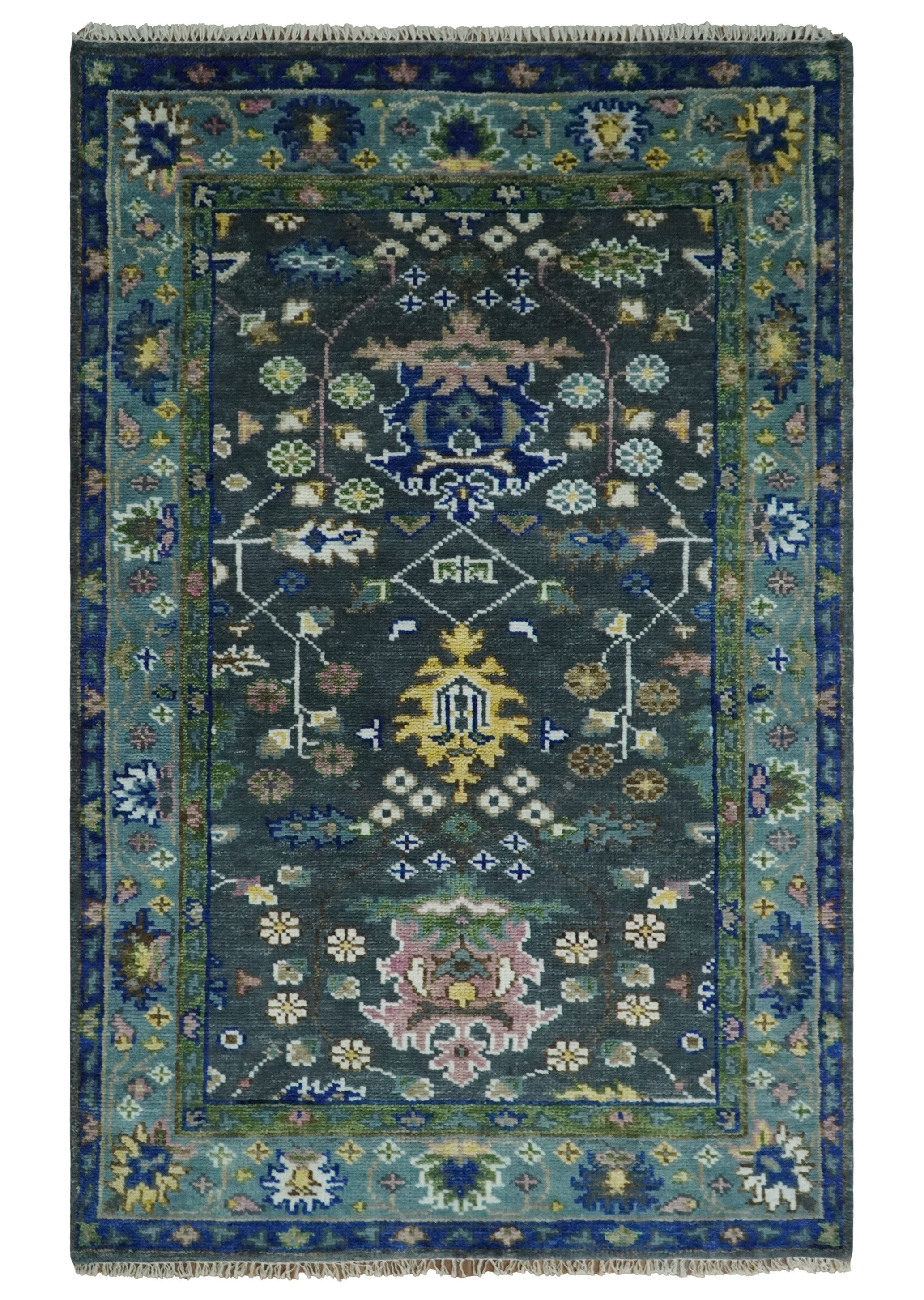 Bungalow Rose Panameno Handmade Hand-knotted Blue Green Rug 