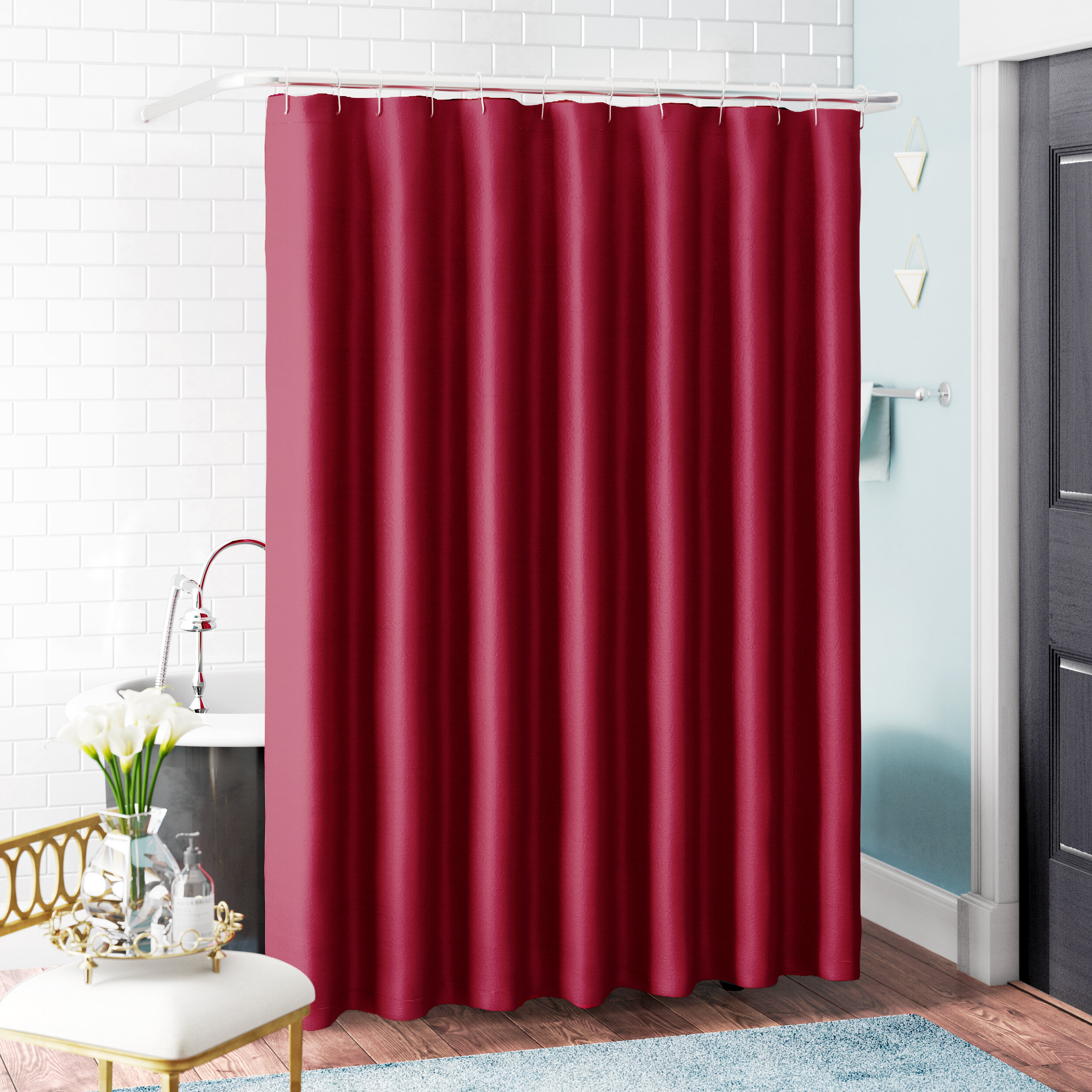 maroon shower curtain set