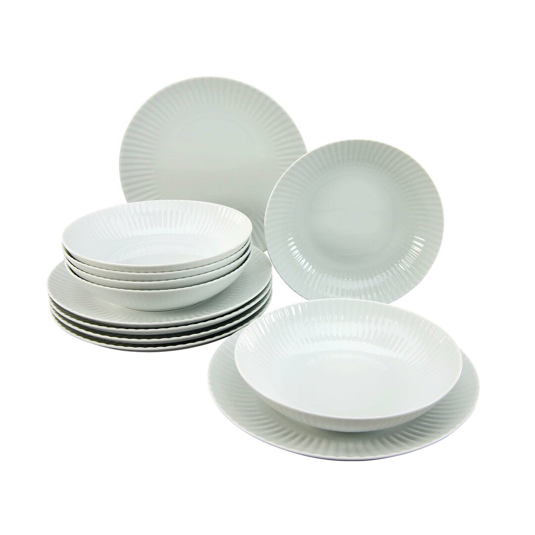Allegra 12 Piece Dinnerware Set, Service for 6 white