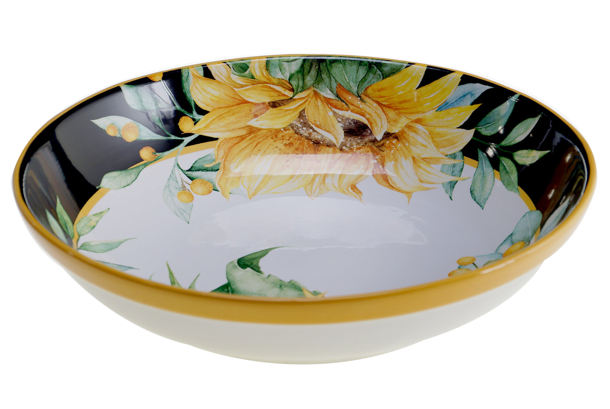 New. Set Of 2 Large Pasta Bowls Sunflower Fields By Certified International