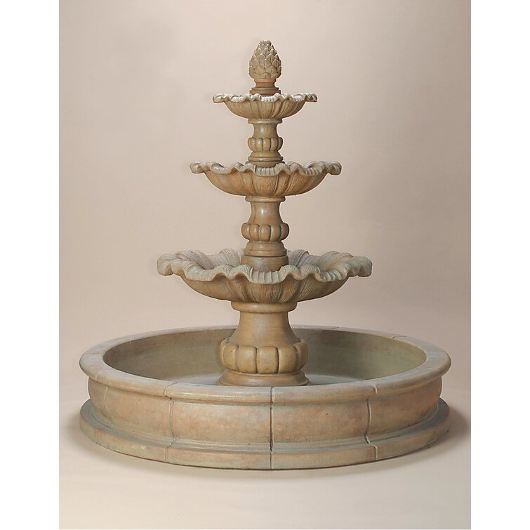 Canora Grey Colrain Concrete Garda Fountain with Light | Wayfair