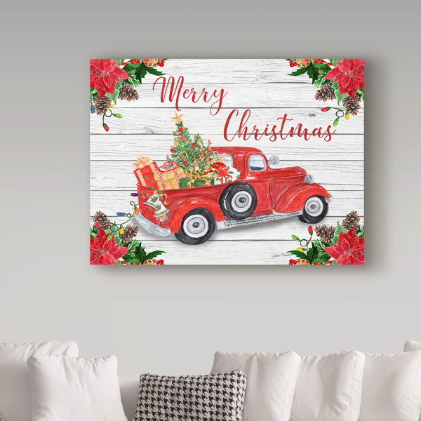 Vintage Red Truck Christmas Graphic Art Print On Wrapped Canvas Reviews Birch Lane