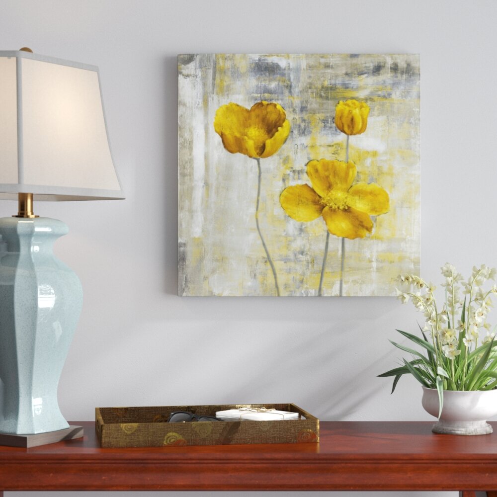 Charlton Home® Yellow Flowers II by Carol Black - Print on Canvas ...